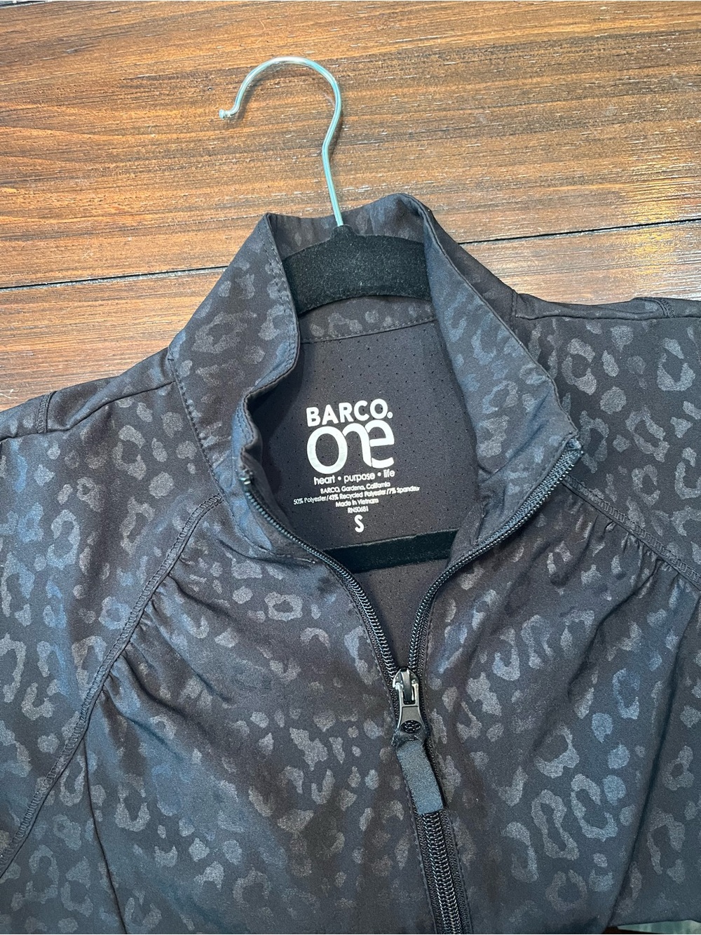 Barco Scrubs Black Leopard-Print Zip Front Jacket